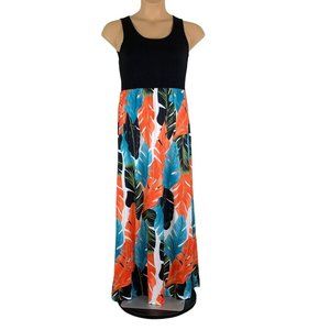 BLUETIME Maxi Dress Palm Leaf Print Pursuing Perfection